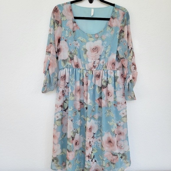 Pinkblush Dresses & Skirts - PinkBlush | Floral Print Chiffon Knee Length Maternity Dress Light Blue Size L
